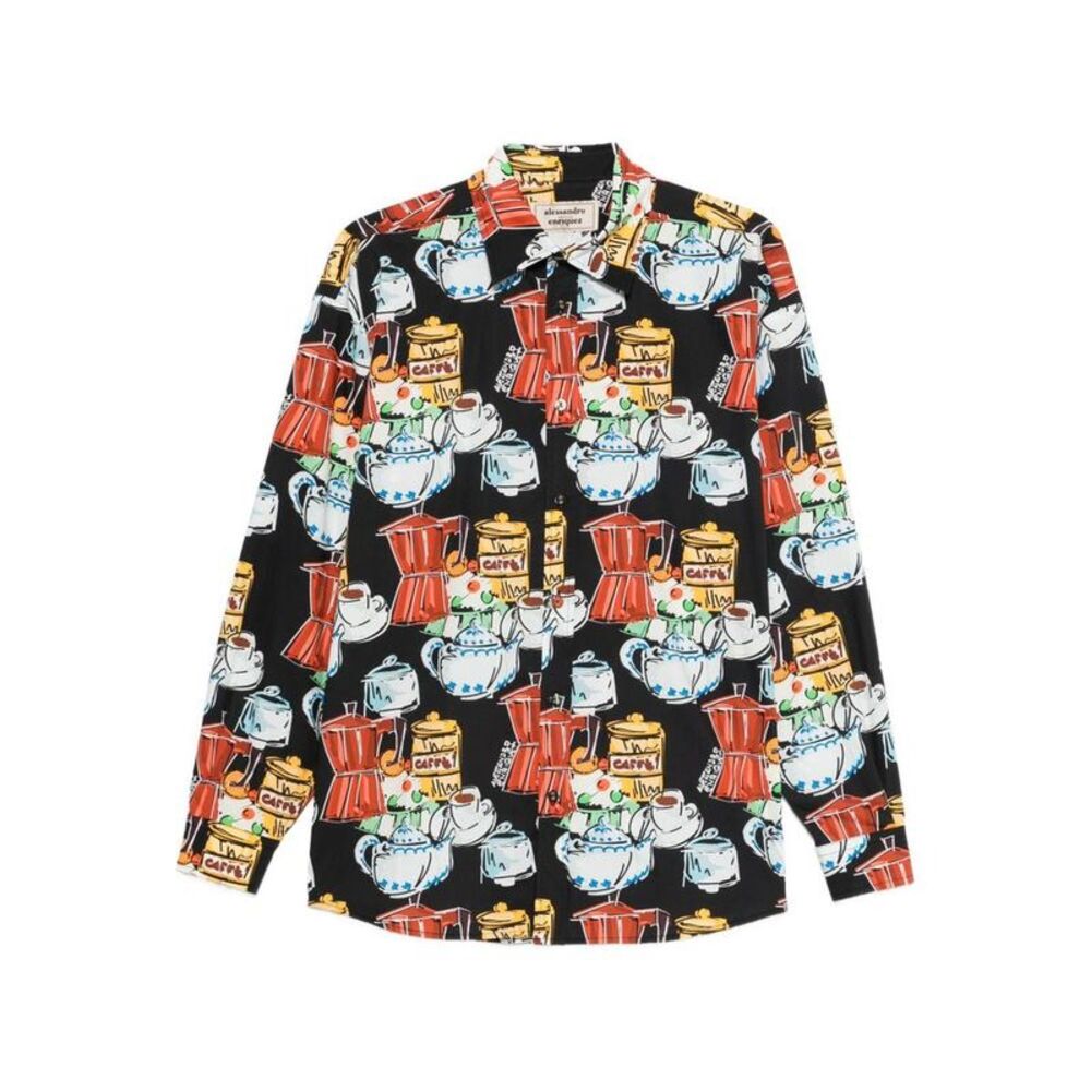 ALESSANDRO ENRIQUEZ Women's Coffee Print Button-Up Shirt Women MULTICOLOUR